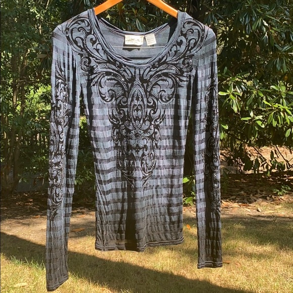 Miss Me velvet and rhinestone top - Picture 1 of 5